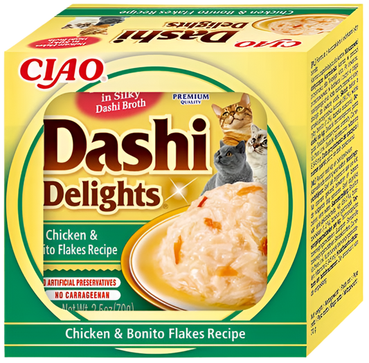 Inaba Dashi Delights pollo con copos de bonito pack 6x70g para gatos