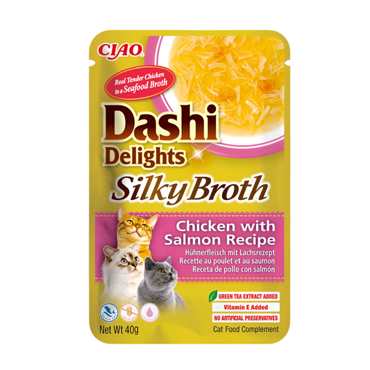 Inaba Dashi Silky Broth pollo con salmón 40g para gatos