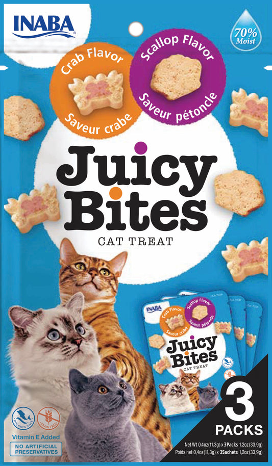 Inaba Juicy Bites Cangrejo y Vieiras 3x11g snack blando para gatos