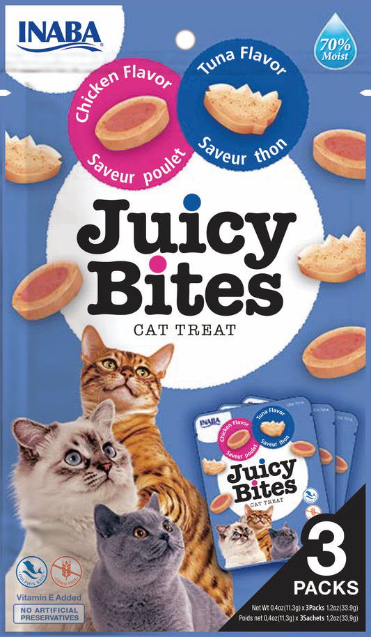 Inaba Juicy Bites Pollo y Atún 3x11g snack blando para gatos