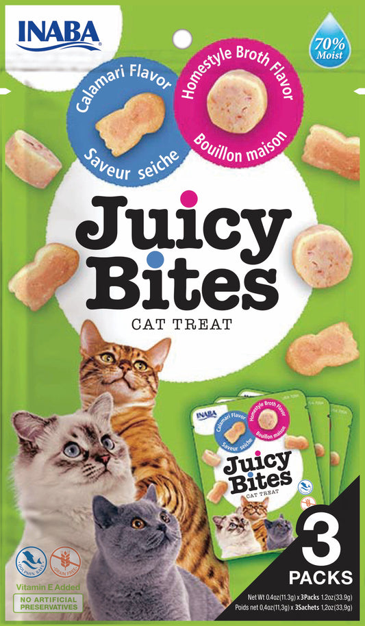 Inaba Juicy Bites de calamar con caldo casero 3x11g snack para gatos
