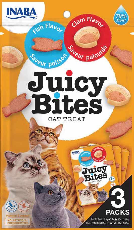 Inaba Juicy Bites pescado con almeja 3x11g snack para gatos