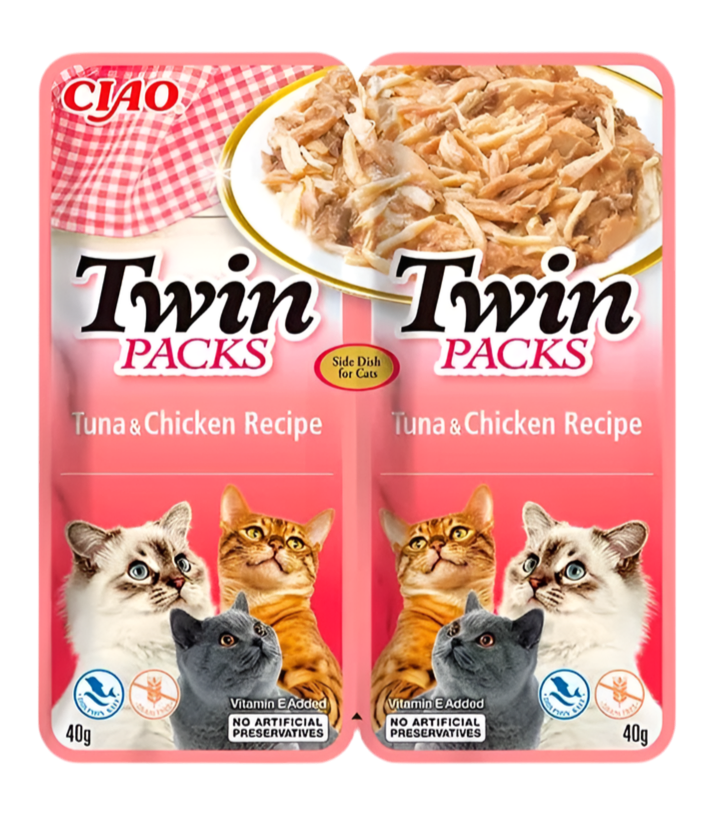 Inaba Twin Pack Atún y Pollo 2x40g comida húmeda complementaria para gatos
