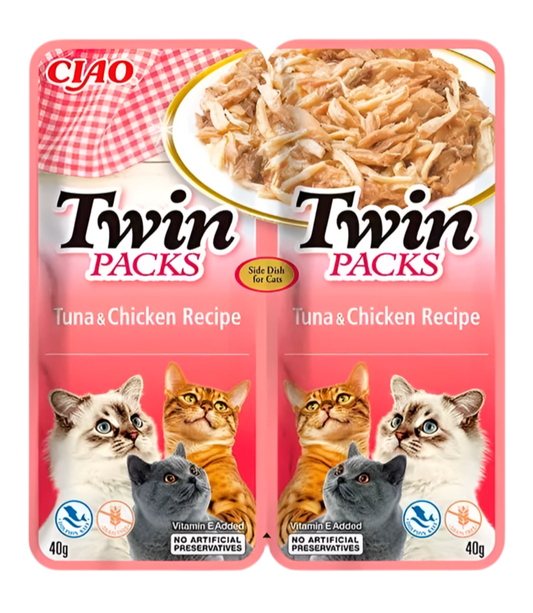 Inaba Twin Pack Atún y Pollo 2x40g comida húmeda complementaria para gatos