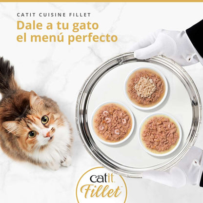Ingredientes naturales de Catit Cuisine Fillet con atún, pollo y gambas frescas