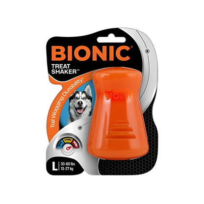 Juguete BIONIC Treat Shaker para perros rellenable y resistente