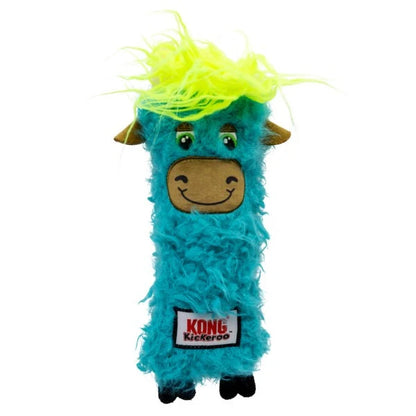 KONG Kickeroo Highland Cow azul, peluche alargado para gatos