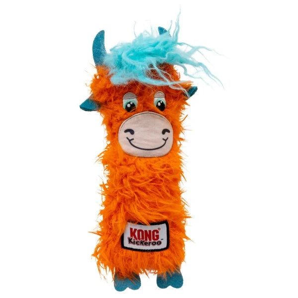 KONG Kickeroo Highland Cow naranja, juguete de peluche con catnip para gatos