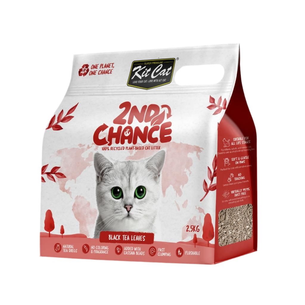 Kit Cat 2nd Chance arena vegetal de té negro guisante y yuca 2,5 kg para gatos