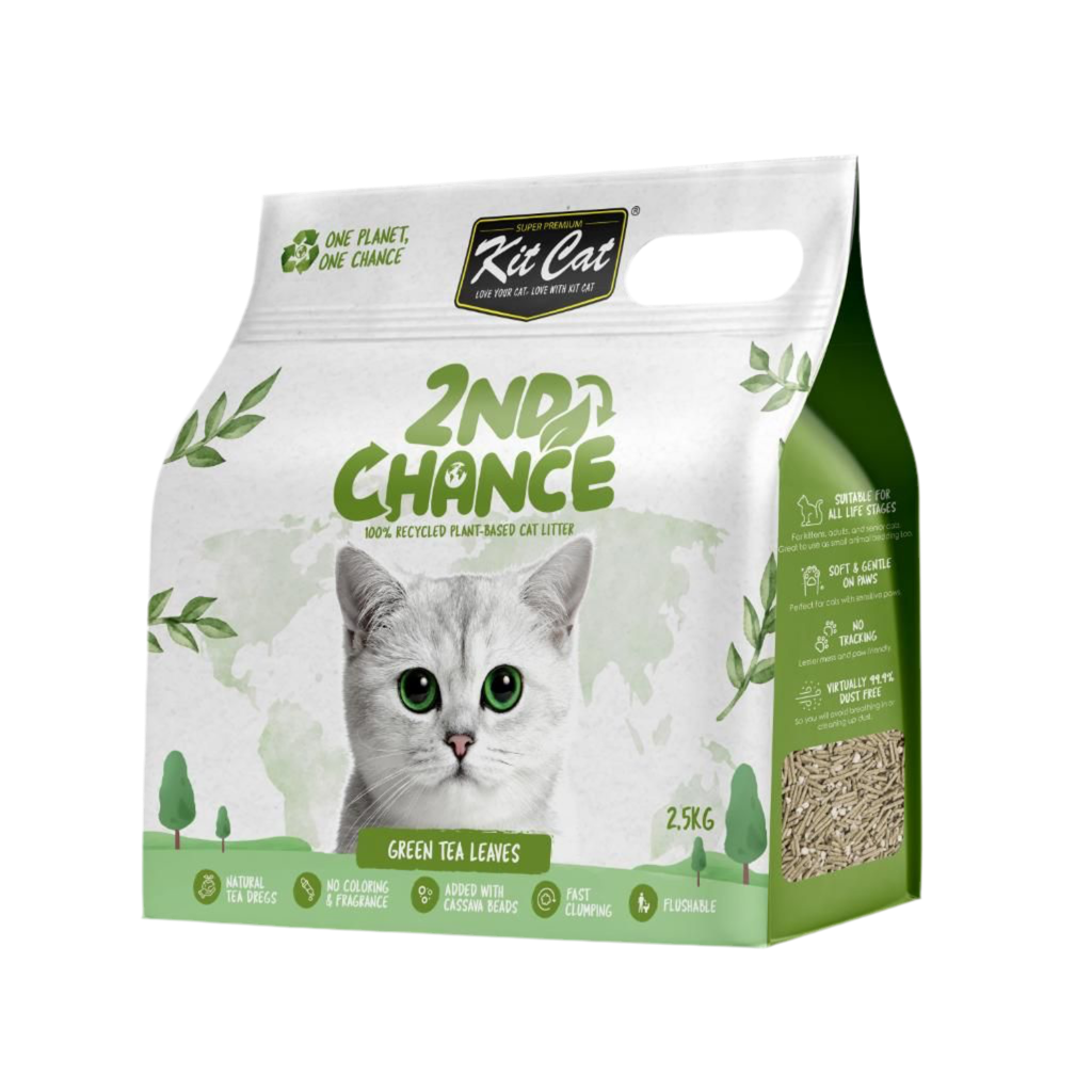 Kit Cat 2nd Chance arena vegetal de té verde, guisante y yuca 2,5 kg para gatos