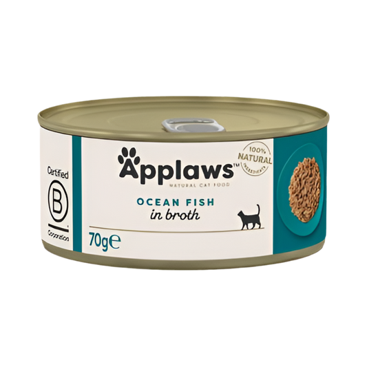 Lata Applaws Pescado de mar 70 g para gatos – comida húmeda natural y sostenible
