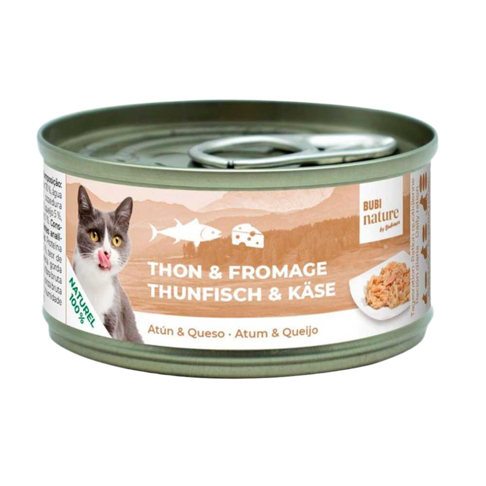 Lata Bubi Nature Atún y Queso 70 g alimento complementario para gatos