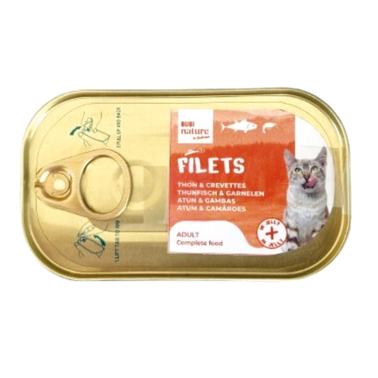 Lata Bubi Nature atún con gambas en gelatina para gatos 85g