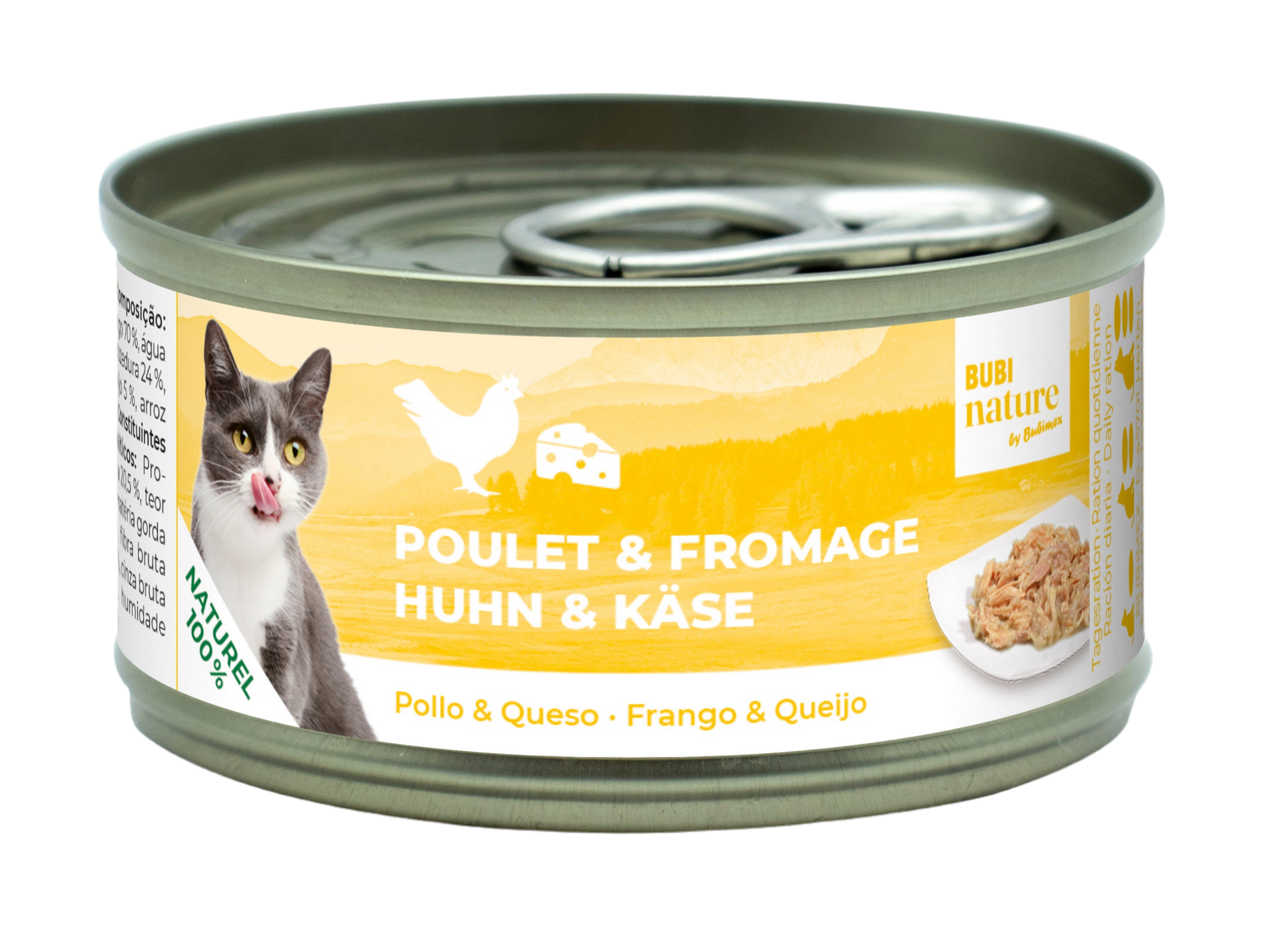 Lata Bubi Nature pollo y queso 70 g alimento complementario para gatos