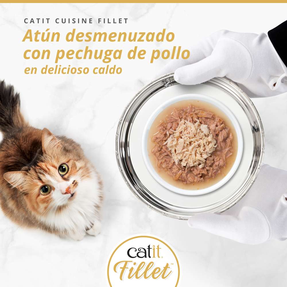 Lata Catit Cuisine Fillet atún con pollo comida húmeda completa para gatos