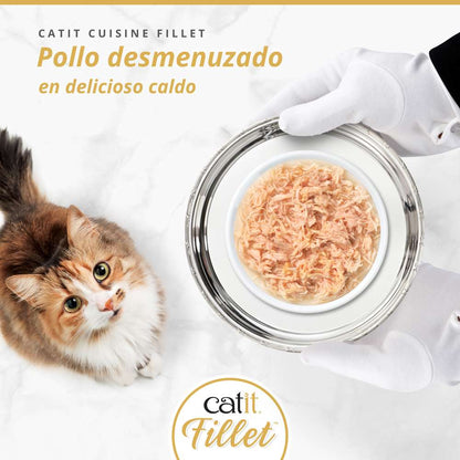 Lata Catit Cuisine Fillet pollo en caldo comida húmeda completa para gatos
