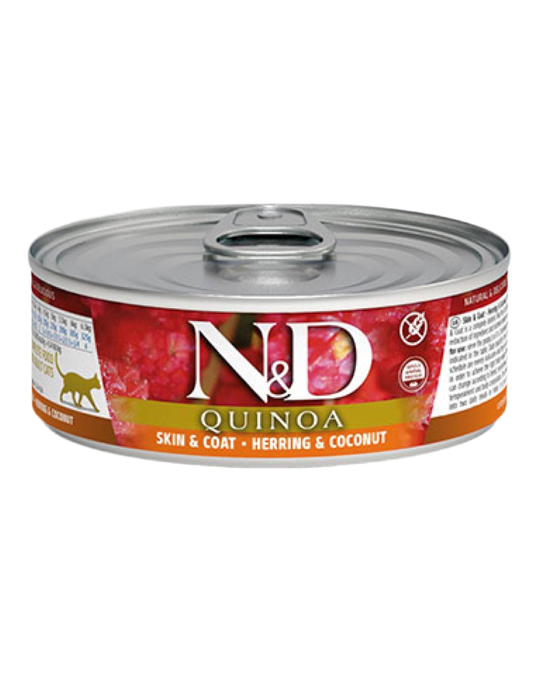 Lata Farmina N&D Quinoa Skin&Coat arenque coco gato 80g