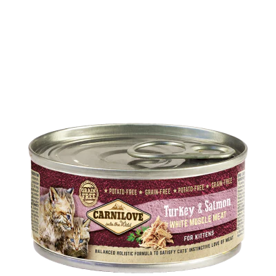 Lata de comida húmeda Carnilove Kitten pavo y salmón 100 g para gatitos