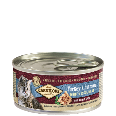 Lata de comida húmeda Carnilove pavo y salmón para gatos adultos
