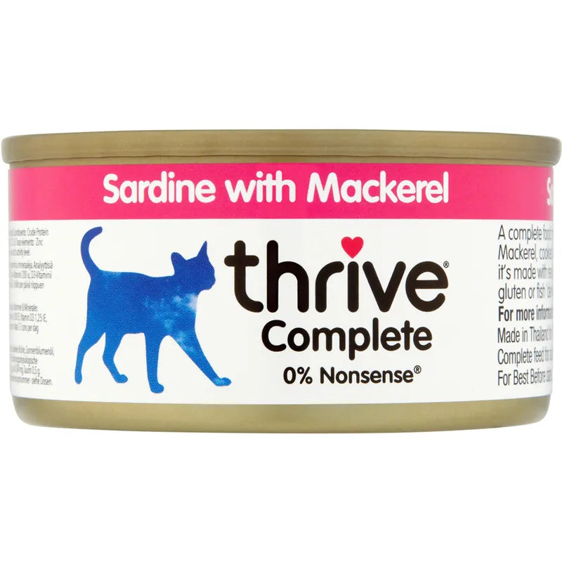 Lata de comida húmeda completa para gatos Thrive Sardinas con caballa 