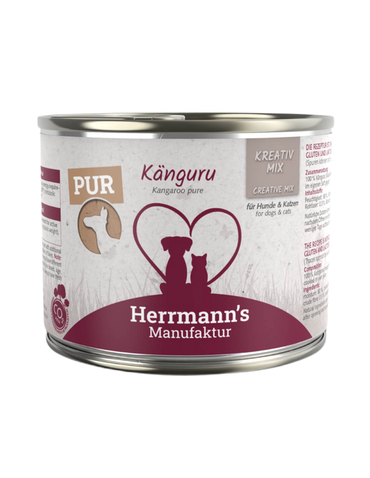 Lata de comida húmeda monoproteica Herrmann’s PURE de canguro para perros y gatos