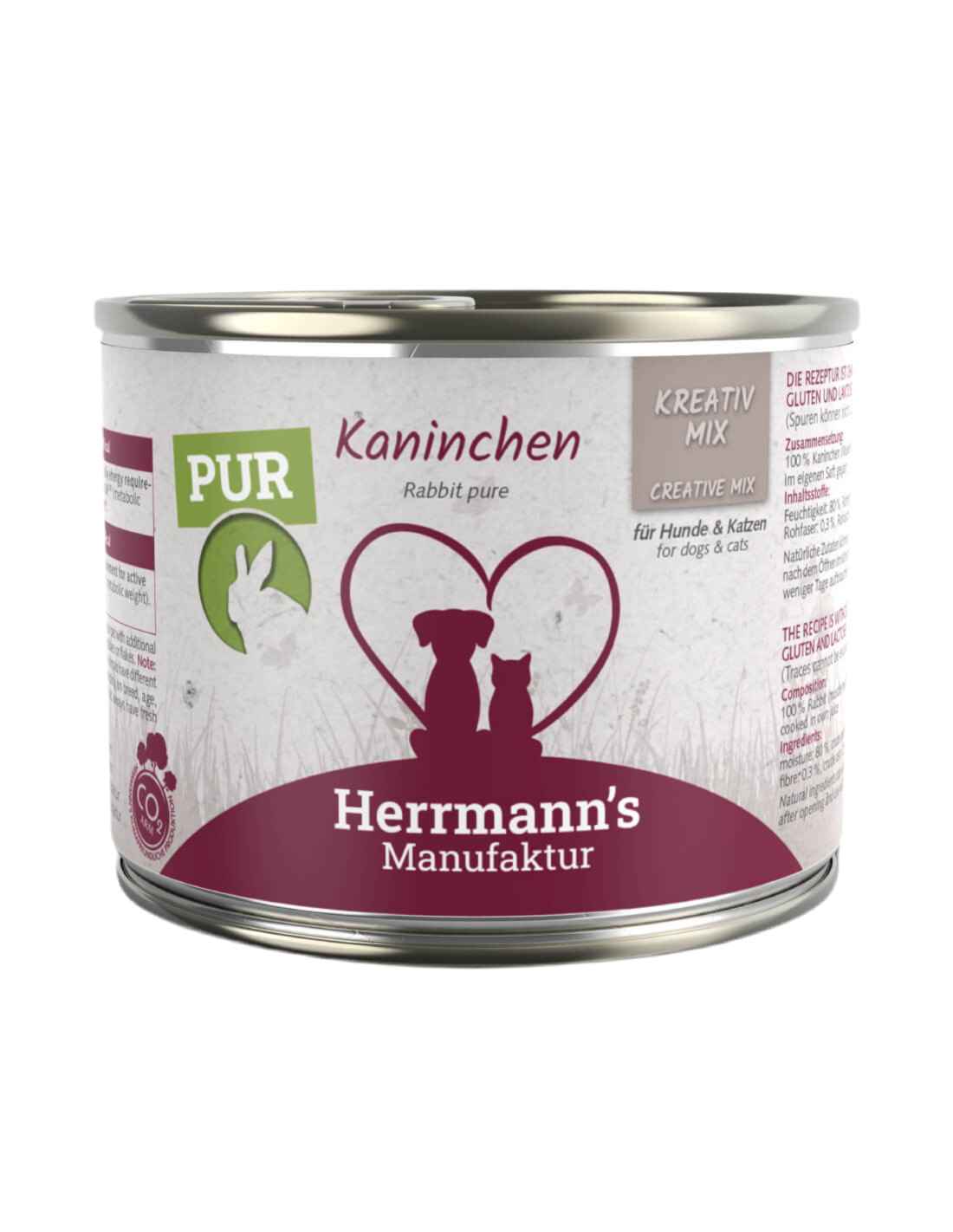 Lata de comida húmeda monoproteica Herrmann’s PURE de conejo para perros y gatos