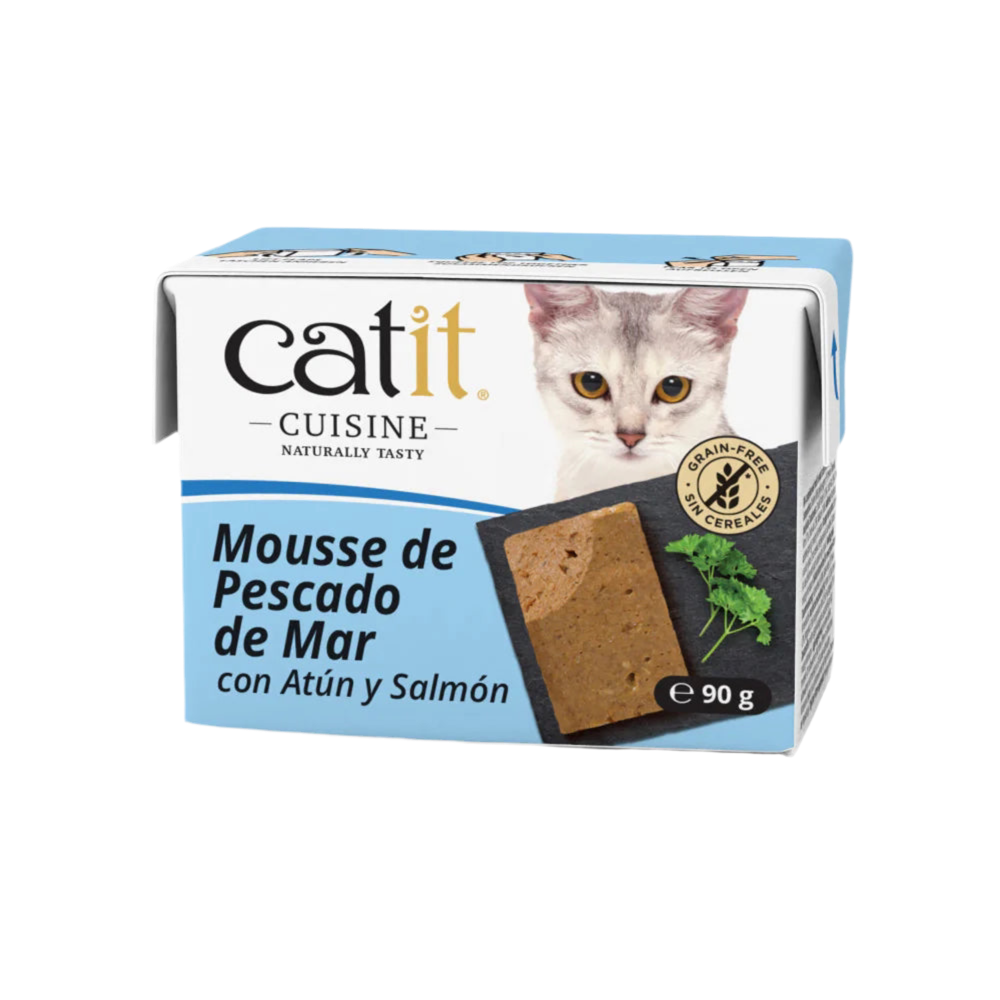 Mousse Catit Cuisine para gatos con pescado y pollo textura suave
