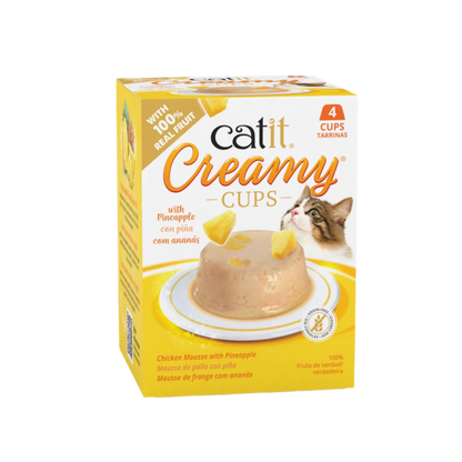Mousse cremosa Catit Creamy Cups de pollo con piña para gatos