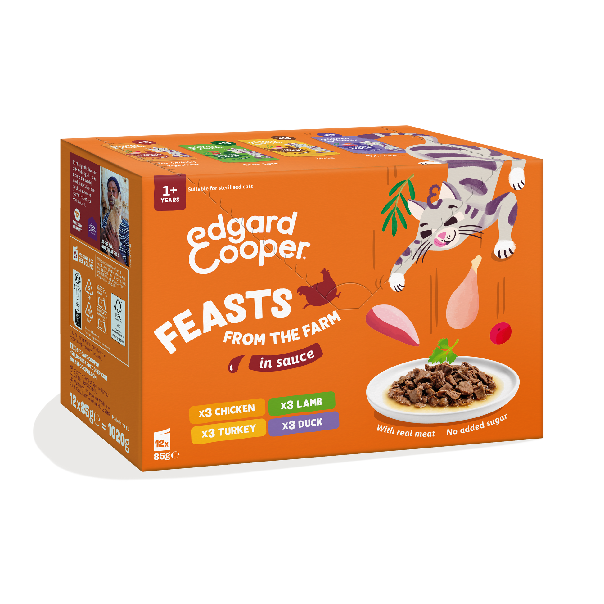 Multipack Edgar & Cooper Festines de la Granja en Salsa 8x85g para gatos