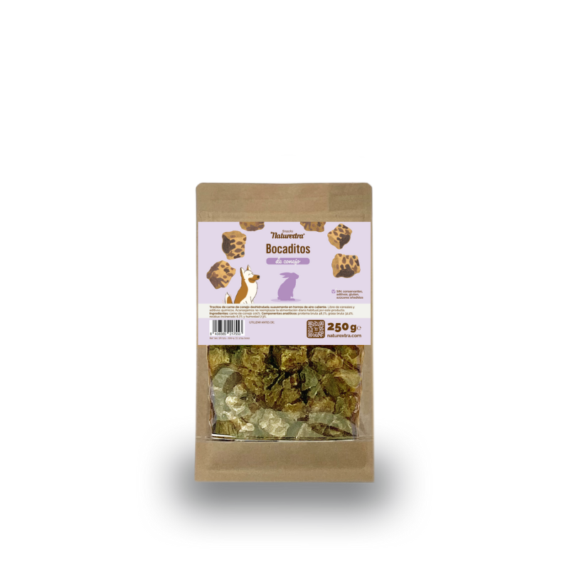 Naturextra bocaditos de conejo snack natural para perros y gatos
