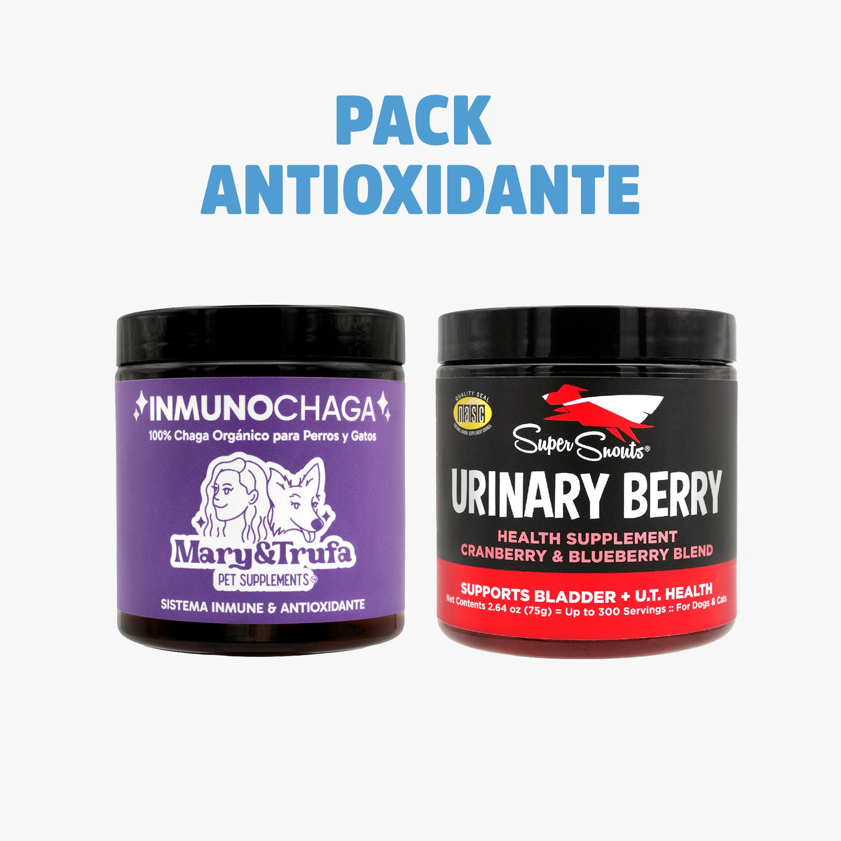 Nevanto | Pack antioxidante – InmunoChaga (75 g) + Urinary Berry – Arándanos (75 g)