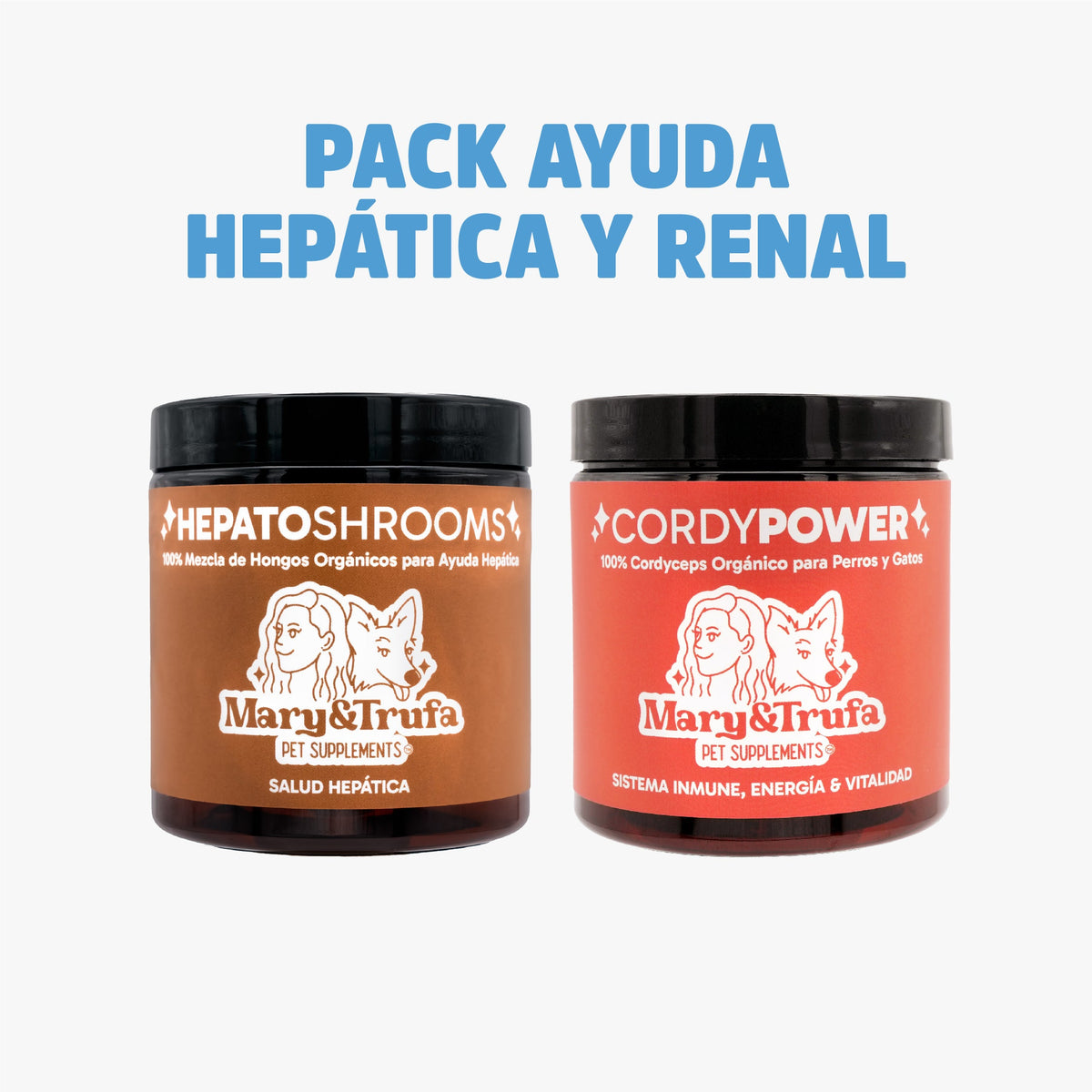 Nevanto | Pack hepato-renal – HepatoShrooms (75 g) + Cordy Power (75 g)