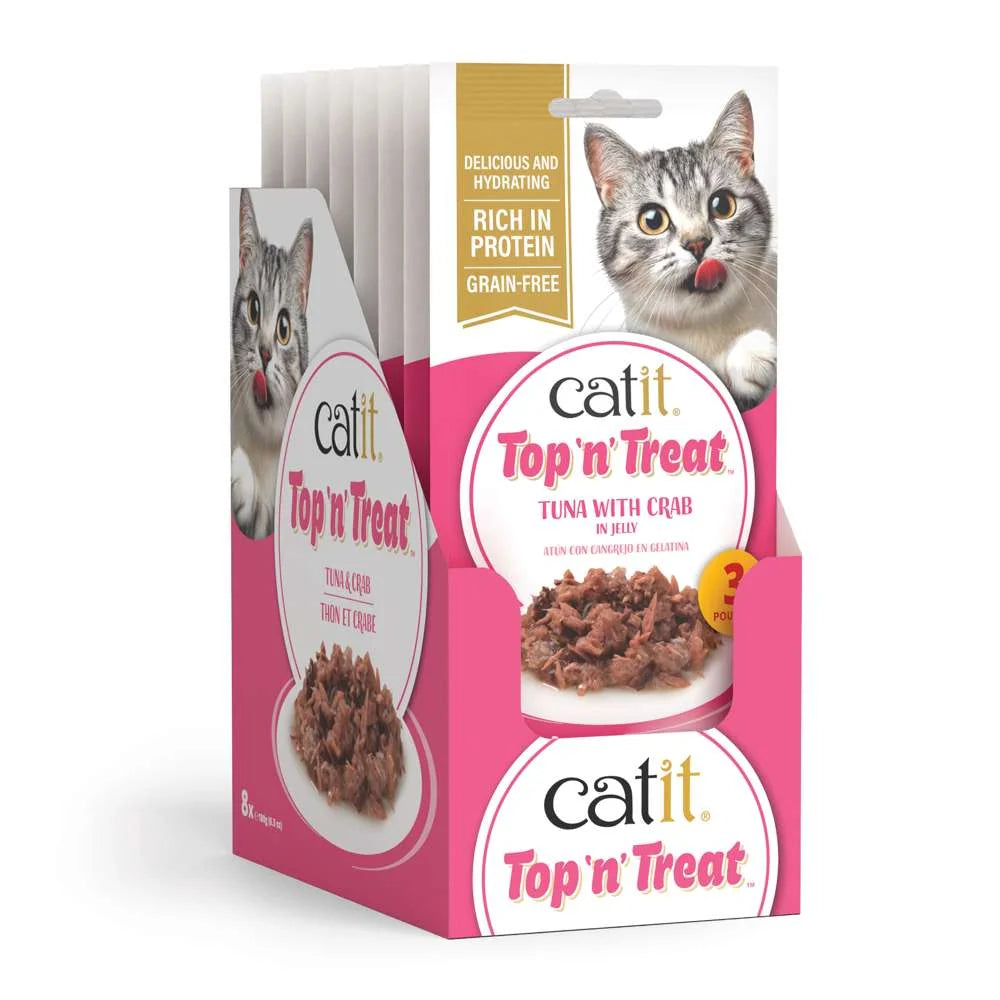 Pack 10 Catit Top N Treat Atún con Cangrejo 3x60g para gatos