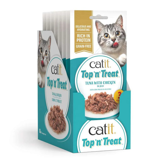 Pack 10 Catit Top N Treat Atún con Pollo 3x60g para gatos