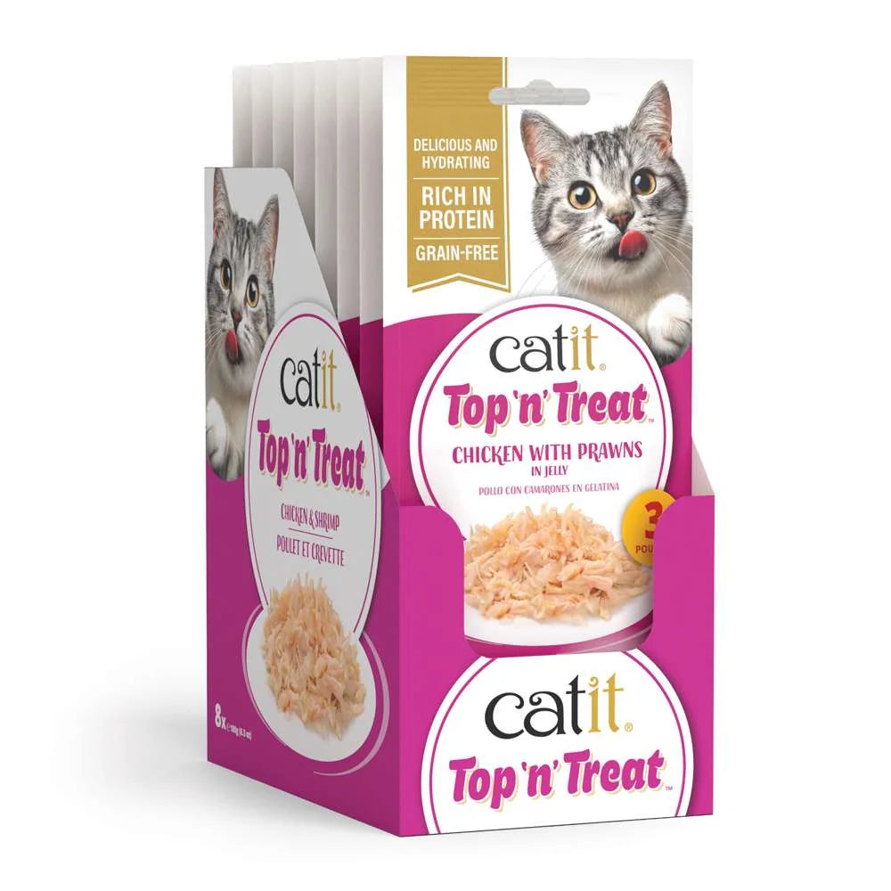 Pack 10 Catit Top N Treat Pollo con Gambas 3x60g para gatos