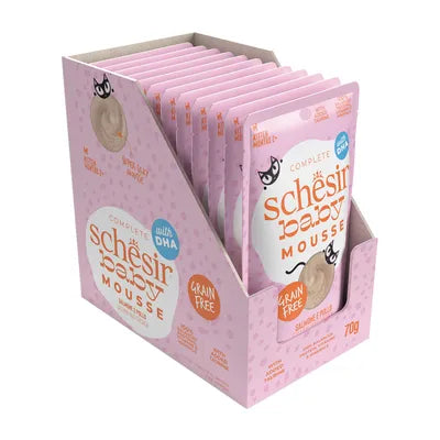 Pack 12 Schesir Baby Mousse Kitten salmón y pollo 70 g