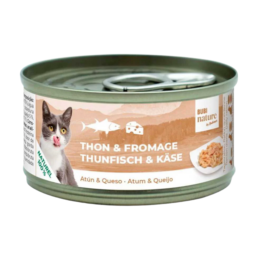 Pack 12 latas Bubi Nature Atún y Queso alimento complementario para gatos