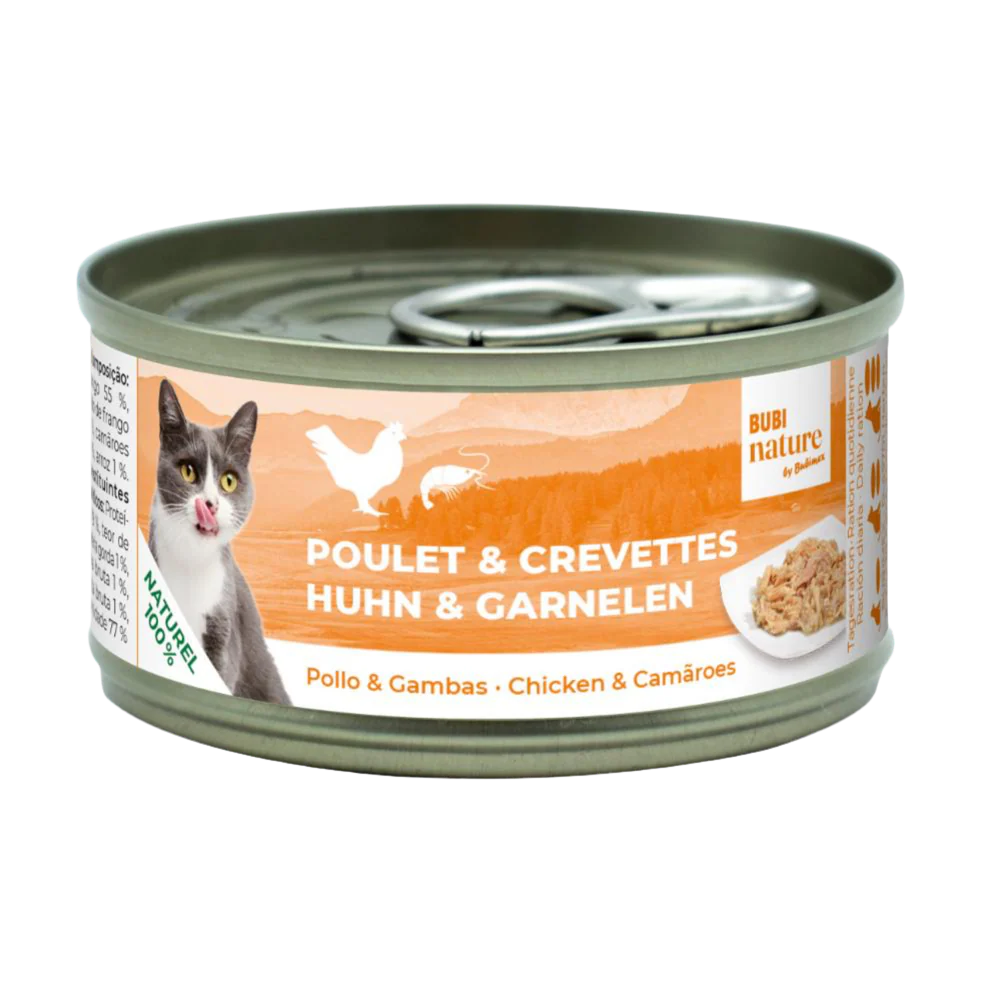 Pack 12 latas Bubi Nature pollo y gambas alimento complementario para gatos