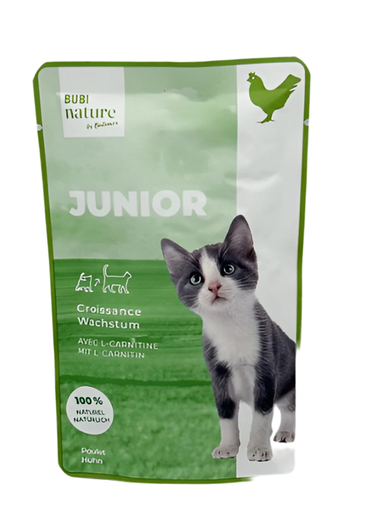 Pack 12 sobres Bubi Nature Junior pollo alimento complementario para gatitos