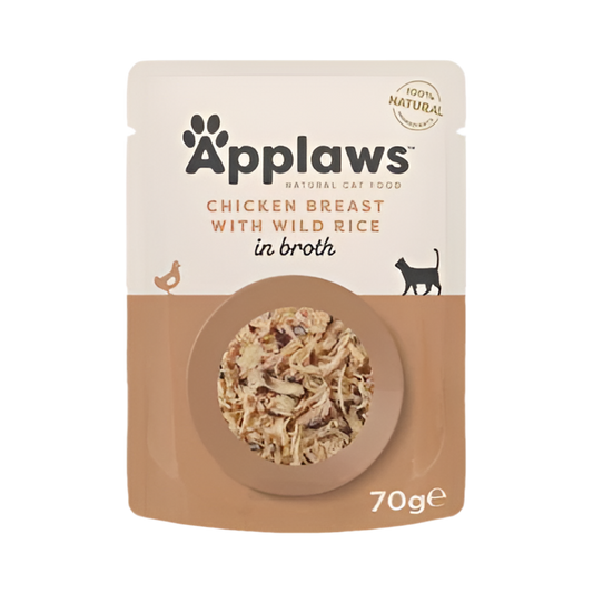 Pack 12 sobres de alimento húmedo para gatos de pollo natural, 70 g cada uno