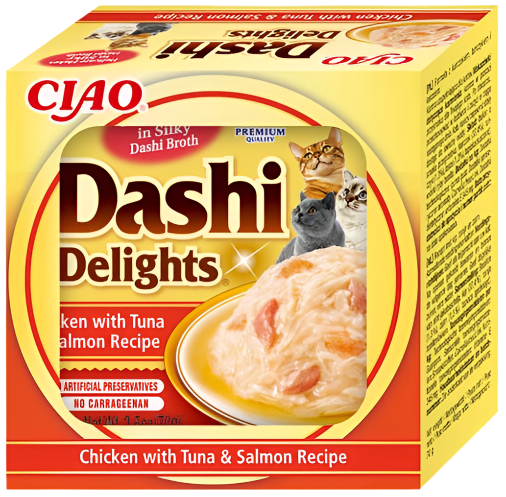 Pack 6 Dashi Delights pollo atún y salmón para gatos