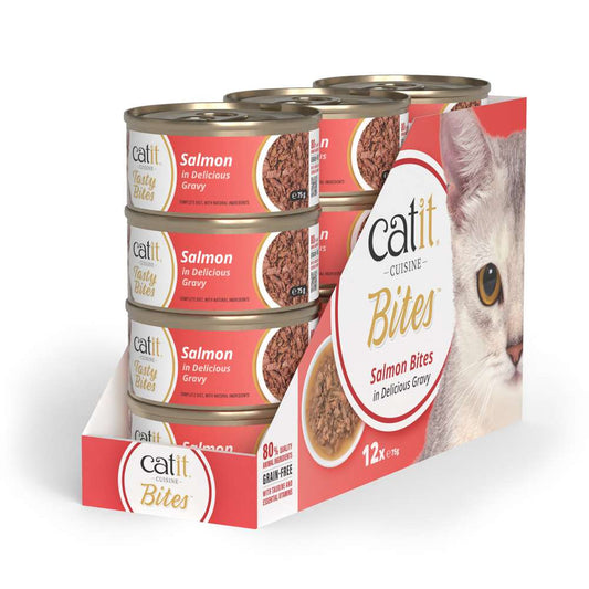 Pack Catit Cuisine Bites de salmón 12 latas comida húmeda para gatos
