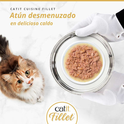 Pack Catit Cuisine Fillet Selection con variedades de atún en caldo para gatos