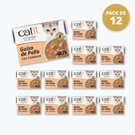 Pack ahorro 12 bricks guiso Catit Cuisine pollo para gatos con verduras