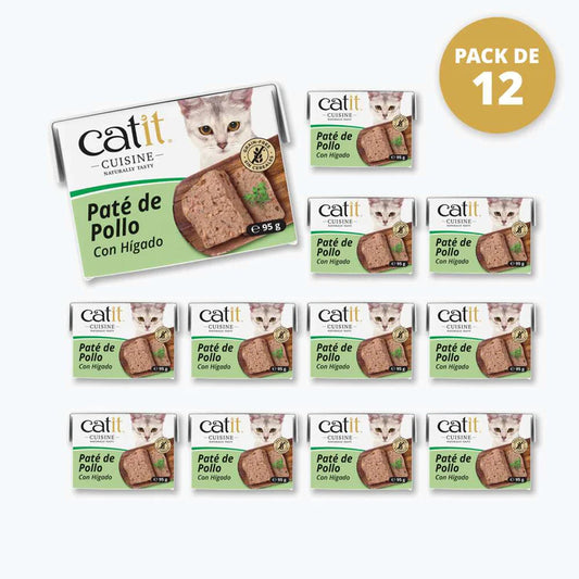 Pack ahorro 12 bricks paté Catit Cuisine pollo con hígado para gatos