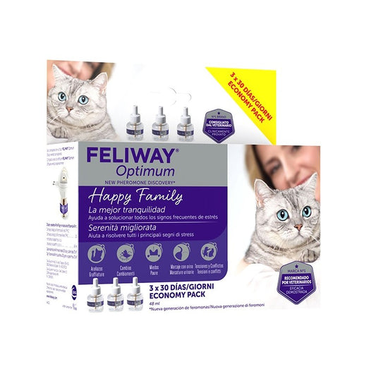 Pack ahorro 3 recambios Feliway Optimum 48ml para gatos