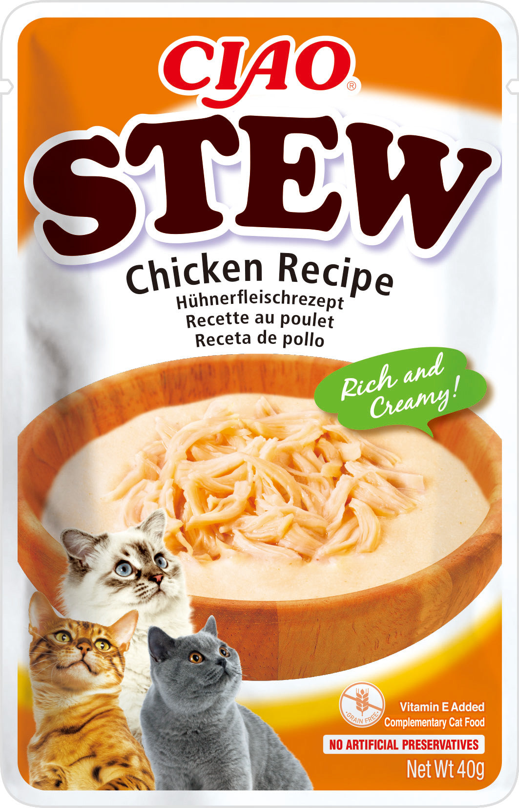 Pack ahorro Inaba Stew Pollo 12x40g comida húmeda para gatos