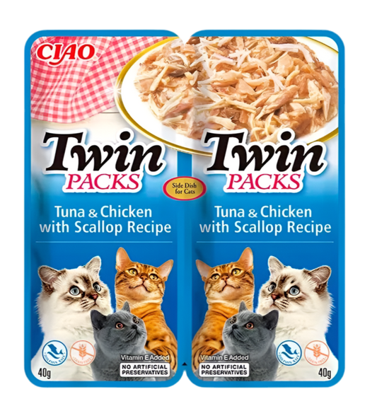 Pack ahorro Inaba Twin Pack Pollo, Atún y Vieira 12x2x40g comida húmeda para gatos