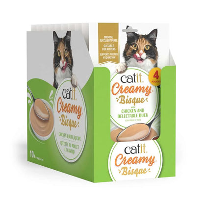 Pack ahorro de 10 paquetes de Catit Creamy Bisque Pollo y Pato, con 40 sobres de 40 g