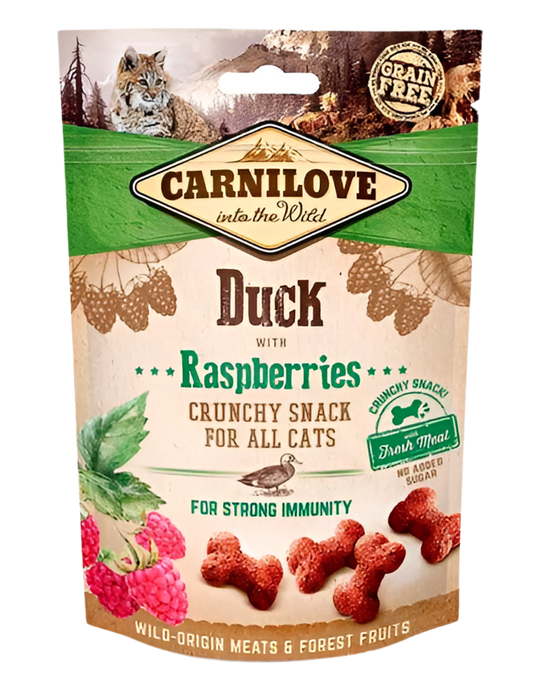 Pack ahorro snacks crujientes Carnilove de pato con frambuesas para gatos